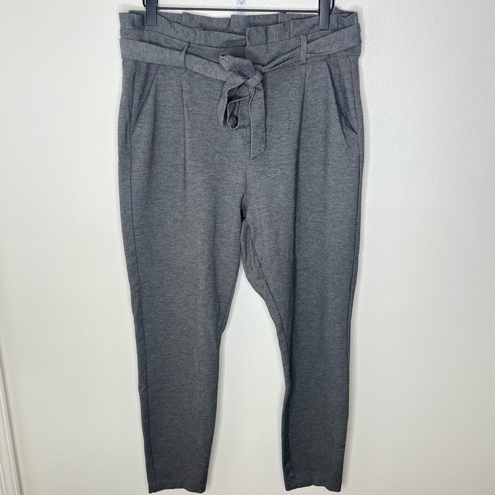 Vero Moda • Gray Curve Tailored Paper Bag Tie Waist Pants Size Large 32